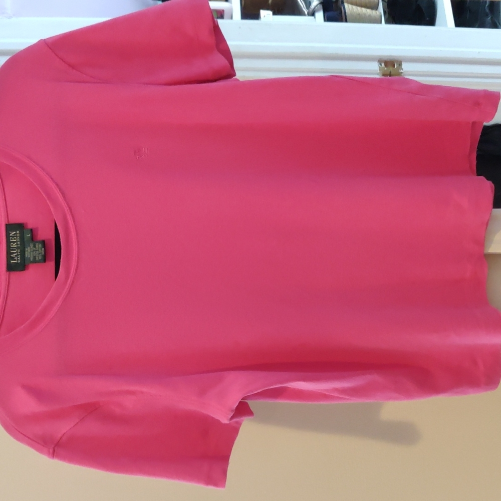 Ralph Lauren T-Shirt, Pink, Short Sleeves, Size L